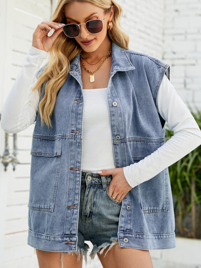 Denim Sleeveless Vest Top