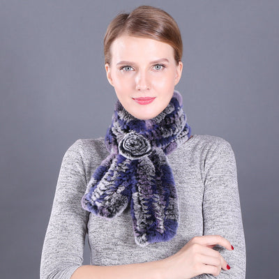 Women Warm Wool Rex Fur Scarf Neck Girl Winter