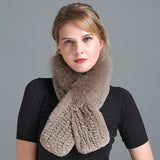 Rex Fur Scarf Women's Knitted Thick Warm