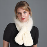 Rex Fur Scarf Women's Knitted Thick Warm