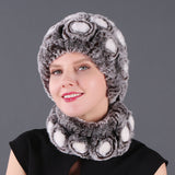 Women Rex Hair Rose Hat Scarf Set