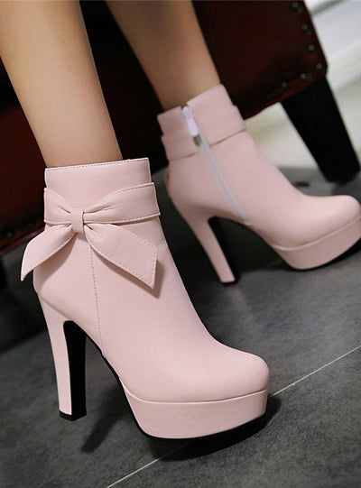 PU Leather Platform Shoes Woman Ankle Boots