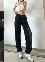 Wind-loose High Waist Letters Prints Pant