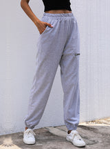 Loose Solid Color Sports Elastic Casual Pants