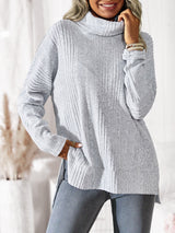 High-necked Wool-catching Knitted Top