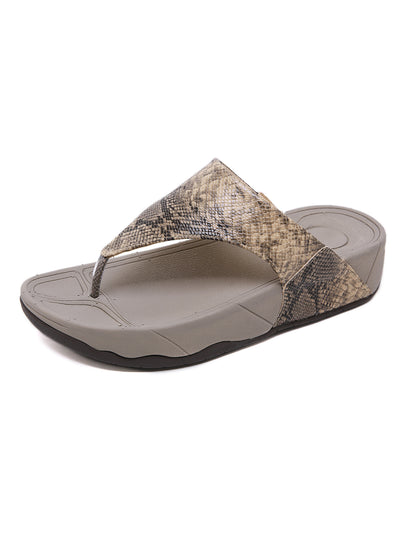 Snake-leopard-print Wedge Heel Large Flip-flops