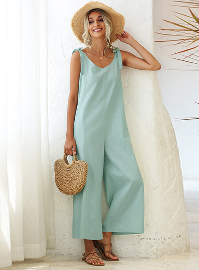 Loose Straight One-piece Bib Pants