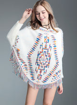 Cape Bat Shirt Pullover Padded Fringed Sweater