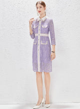 Purple Shirt Long Sleeve Lace Dress