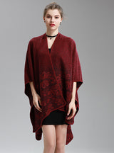 Women's Split Napped Jacquard Shawl Long Knit