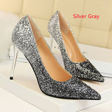 Shallow-pointed Gradient Sequined Shoes