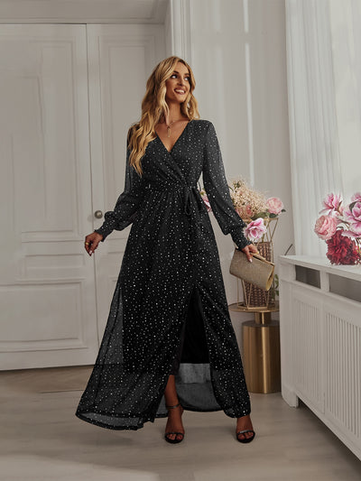 Split Sexy Sequined Gauze Dress