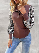 Leisure Leopard Print Stitching Top