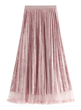 Pearl Thickened Velvet Pleated Gauze Skirt