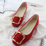 Women's Shoes Square Buckle Flat Shoes