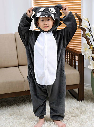 Cartoon Animals Of Children's Big Wolf Conjoined Pajamas