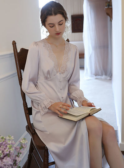 Silk Lace Nightgown Home Dress