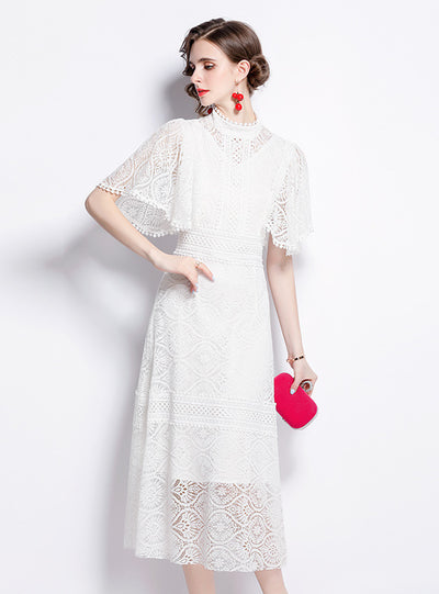 Women White Lace Party Dress