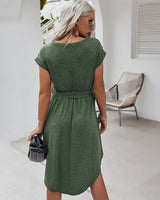 Knitted Short-sleeved Leisure Holiday Style Dress