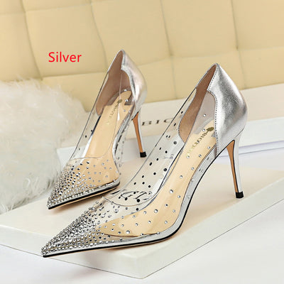 Transparent Pointed Hollow Rhinestone Shoes