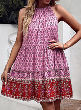 Halter Sleeveless Print Dress