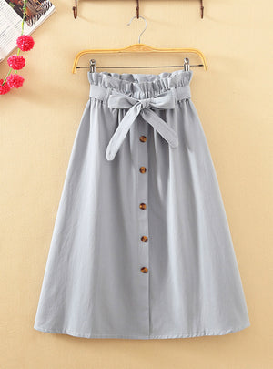 Womens Midi Knee Length Korean Elegant Button