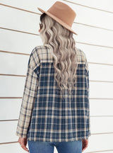 Collar Check Top Long Sleeve Loose Shirt