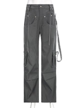 Heavy Metal Chain Ribbon Splicing Pant