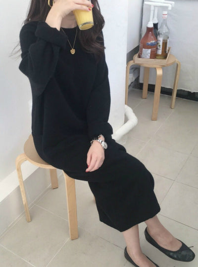 Winter Long Sweater Dress Female Long Sleeve Straight 