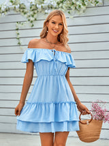 Casual off-the-shoulder Flounces Dress