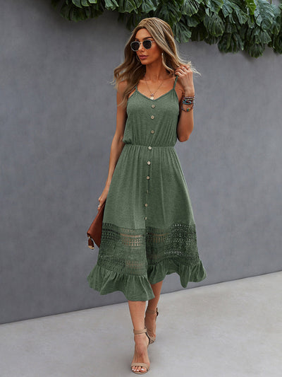 Women Lace Stitching Knit Dress