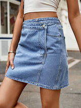 Regular Waist Denim Short Skirt