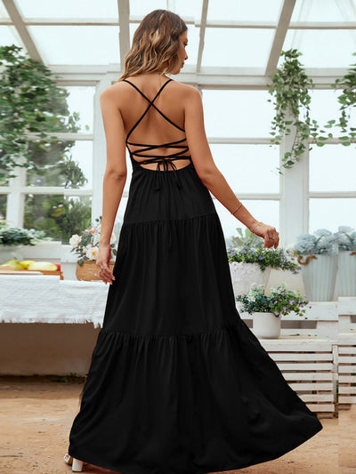 Large Swing Straps Long Dress