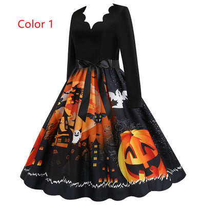 Pumpkin Print Dress for Halloween