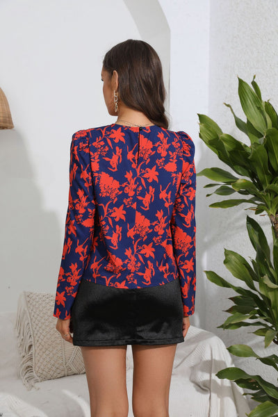 Round Neck Printed Long Sleeve Shirt