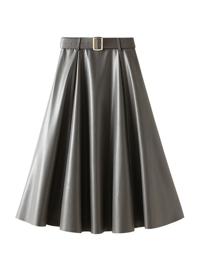 Women High Waist Leather Skirt