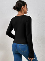 V-neck Slim Long Sleeve T-shirt