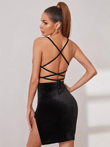 Sexy Suspender Slit Dress