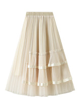 Lotus Leaf Gauze Pleats Skirt