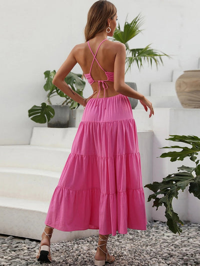 Open-back Halter Lace Up Dress