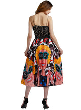 Graffiti Pleated Skirt Print Folding High Waist