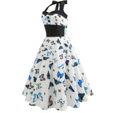 Butterfly Priny Halter Vintage Dress