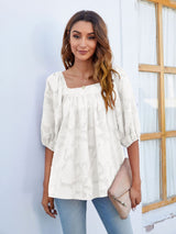 Short-sleeved Square Neck Bubble Sleeves Shirt