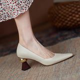 Special-shaped Shallow Pointed Leather High Heels