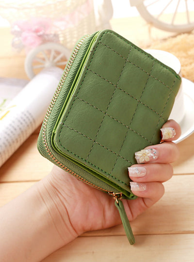 Short Wallets PU Leather Female Plaid Purses