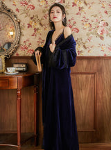 Long-sleeved Velvet Sexy Nightgown for Women