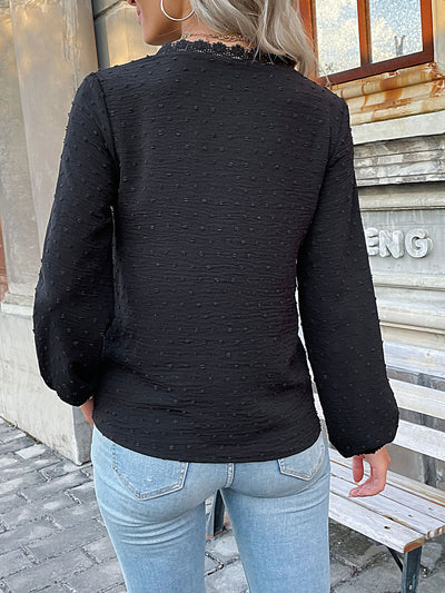 V-neck Long Sleeve Stitching Shirt