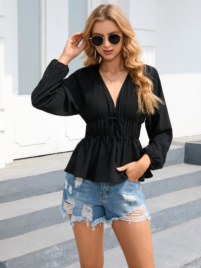 Sexy Lace Up Long Sleeve Shirt