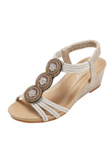 Retro Beaded Sponge Cake Wedge Sandals