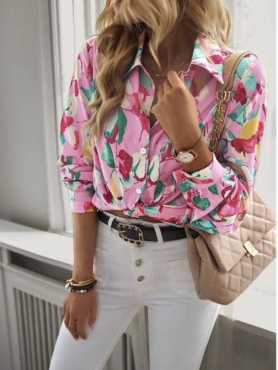 Printed Long-sleeved Casual Shirt Blouse